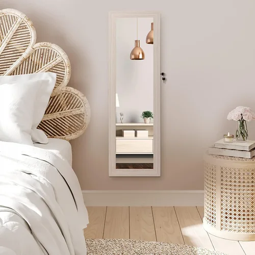 Vista 2 de HollyHOME Armario de joyería con espejo de longitud completa cabidor detrás de la puerta para colgar en la pared organizador Jewrey con arete