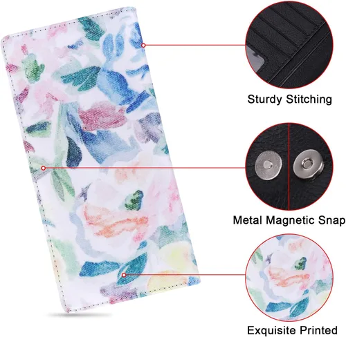 Vista 151 de HUA ANGEL Billetera ultra delgada para mujer, con bloqueo RFID, tarjetero de crédito, plegable, largo, hebilla magnética, billete para mujer, Owl
