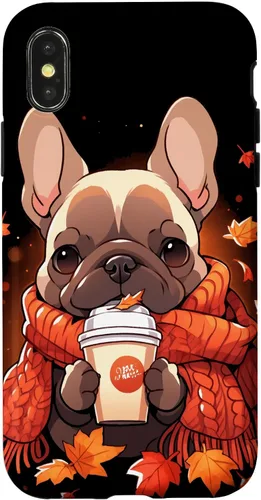 Vista 5 de French Bulldog Fall Autumn Pumpkin Spice Latte Frenchie Dog Case for iPhone 17