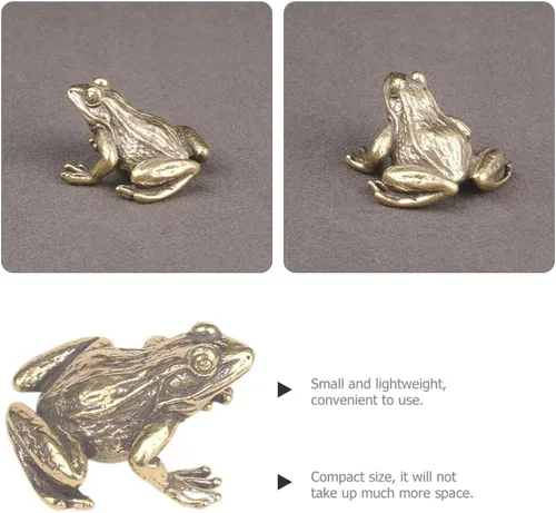Vista 7 de HOMSFOU Figuras de animales de latón, figuras de Feng Shui, rana de Vinatge, figuras de Feng Shui, decoración de mesa de rana, decoración de rana