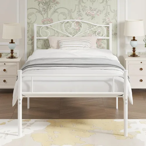 Vista 10 de VECELO Base de cama de plataforma metálica de tamaño individual de 14 pulgadas con cabecero y piecero, base de colchón resistente con soporte