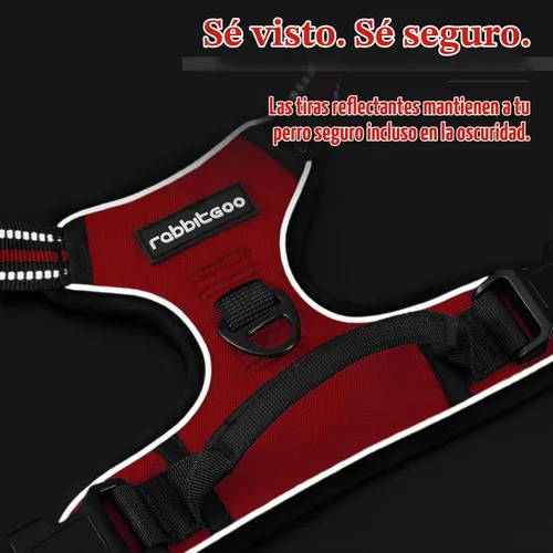 Vista 7 de Arnés para perro, arnés para mascotas sin tirones con 2 clips para correa, chaleco acolchado suave ajustable para perro, chaleco Oxford reflectante
