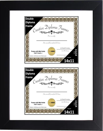 Vista 36 de Creative Picture Frames Marco de diploma doble clásico negro de 6 x 8 pulgadas con vidrio negro y colgador de pared instalado