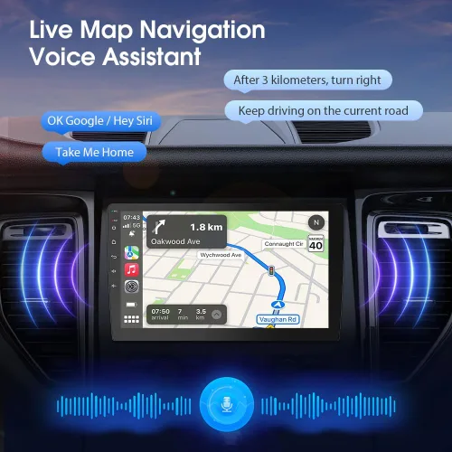 Vista 5 de Haudio - Pantalla de coche de doble din de 10.1 pulgadas, con CarPlay inalámbrico y Android Auto, estéreo de coche con pantalla táctil HD y Mirror