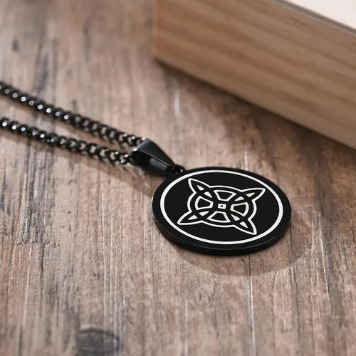 Vista 4 de MEALGUET Collar con nudo de bruja de acero inoxidable estrella de bruja negra El nudo celta mágico Wiccan Symbol colgante de joyería pagana regalo