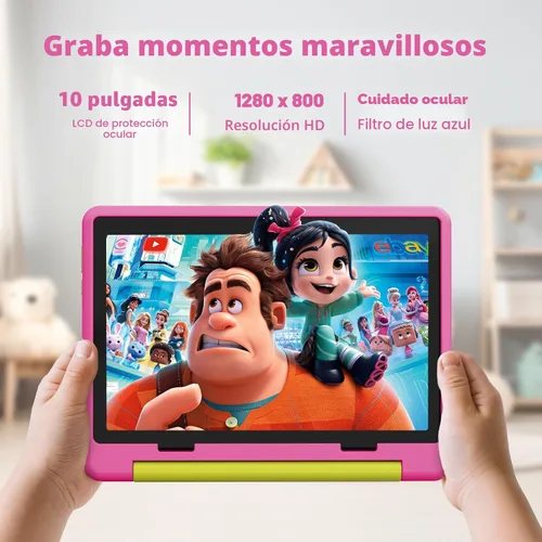 Vista 5 de Tablet para niños, Android 15 con pantalla HD, 10.1 pulgadas, control parental y modo para niños, Octa-Core, certificado GMS, 20 GB RAM 64 GB ROM, 1