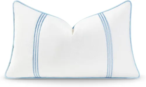 Vista 23 de Hofdeco Premium - Funda decorativa para cojín de estilo Coastal Hampton, para patio, interior y exterior, de 18 x 18 pulgadas, resistente al agua