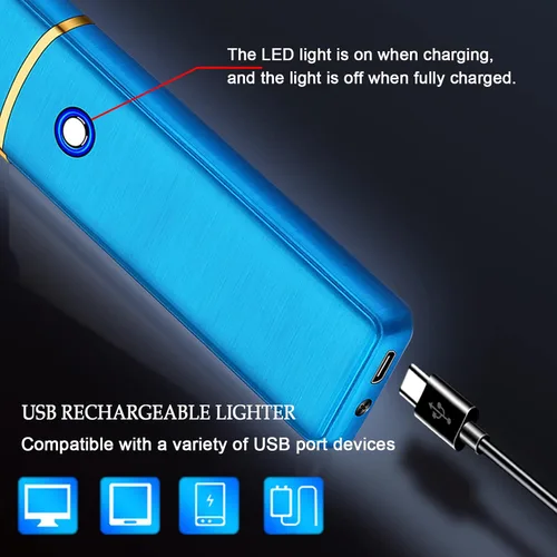 Vista 3 de Encendedor electrónico, encendedor inteligente recargable por USB, encendedor eléctrico fresco, portátil, de doble cara, resistente al viento, sin
