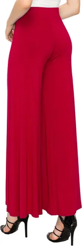 Vista 35 de Made By Johnny Pantalones palazzo elásticos de pierna ancha para mujer, lisos, casuales, cómodos