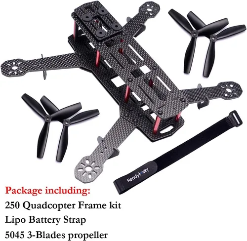 Vista 3 de Readytosky FPV Racing Drone Frame 5 pulgadas Fibra de Carbono Quadcopter Frame Kit con 0.157 in FPV Frame Arms+Lipo Batería Correa
