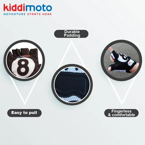 Vista 3 de Kiddimoto Kids Half Finger Cycling Gloves Non-Slip Kids Bike Gloves for Boys, Girls, Toddler Fingerless Gloves Kids Mountain Bike Gloves for BMX