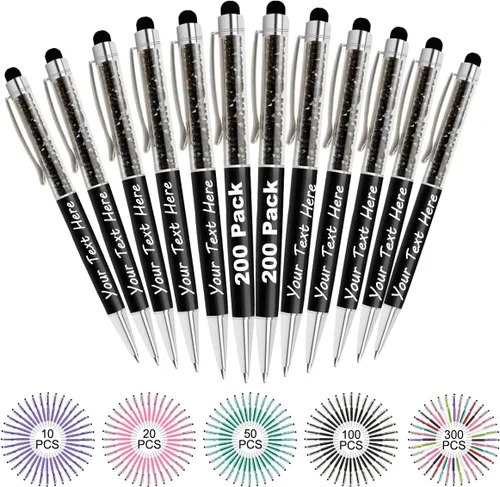 Vista 9 de Bolígrafos personalizados con nombre y texto, bolígrafos de diamantes de cristal personalizados a granel, 10 bolígrafos, regalos para mujeres