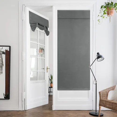 Vista 15 de HOMEIDEAS Cortinas opacas para puerta francesa, cortinas de luz lateral para puerta delantera, 2 paneles, persianas laterales para ventanas