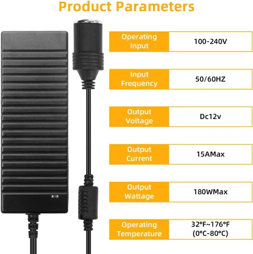Vista 12 de Convertidor de CA a CC de 180W, adaptador de corriente de 110V a 12V 15A para encendedor de cigarrillos de auto AC/CC, fuente de alimentación