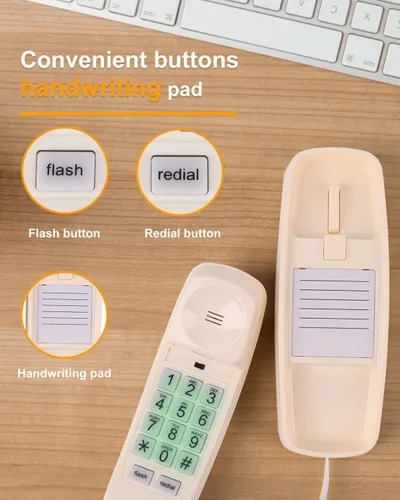 Vista 4 de Teléfono de pared con cable, teléfonos fijos para personas mayores con botones grandes, teléfono de escritorio de oficina con volumen alto ajustable
