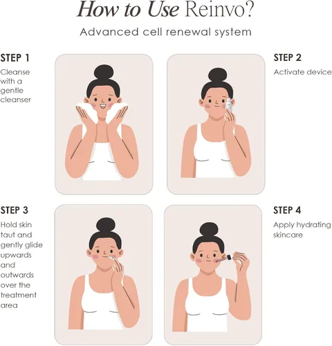 Vista 7 de Reinvo - Varita de microdermoabrasión facial de Project E Beauty Exfoliación suave Reduce arrugas y líneas finas Disminuye los poros Piel