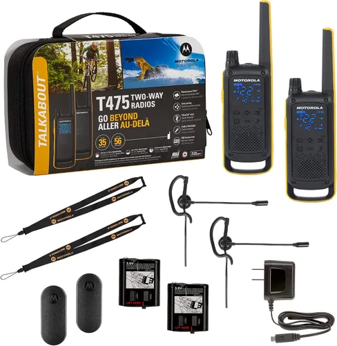 Vista 2 de Motorola Solutions Talkabout T475 Extreme Radio bidireccional negro con amarillo recargable paquete de dos