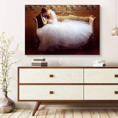 Vista 3 de NWT Impresiones en lienzo personalizadas con tus fotos para bodas, cuadros de lienzo personalizados para pared para imprimir enmarcadas de 8 x 10