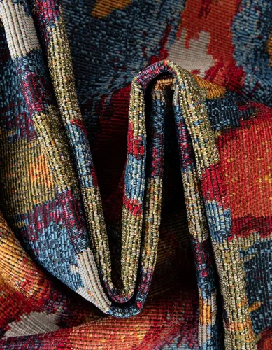 Vista 7 de Unique Loom Outdoor Modern Collection - Alfombra de área Ikat (4 pies 1 pulgada octágono multi/borgoña)