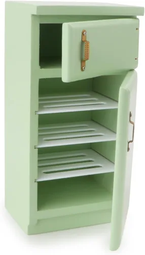 Vista 3 de Casa de muñecas a escala 1/12, muebles de cocina en miniatura, estilo retro simple, accesorio para refrigerador, decoración de modelo de Verde claro