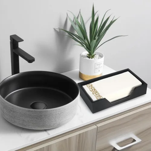 Vista 2 de Servilletero de madera negro para cocina, baño, toallero de invitados, estilo rústico moderno