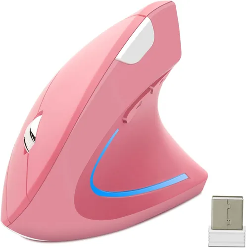 Vista 8 de Ratón vertical inalámbrico negro, ergonómico, vertical, de alta precisión, Ergo, óptico 2.4G, inalámbrico, ligero, con 3 botones ajustables
