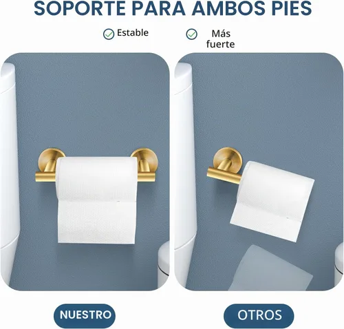 Vista 3 de Newfun Bush Gold - Soporte de papel higiénico giratorio de doble poste Dorado