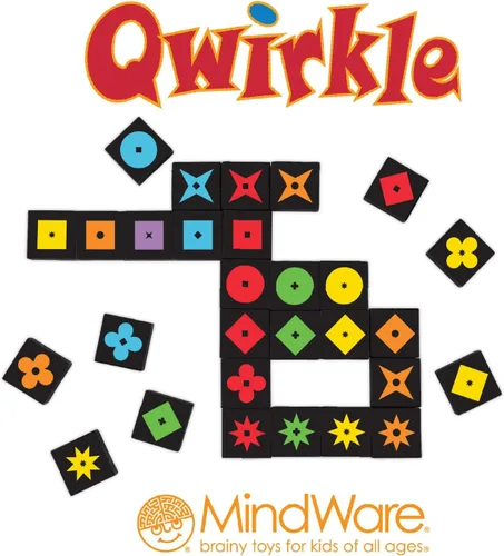 Vista 7 de MindWare Qwirkle Amigable para Daltónicos Juego Familiar para Niños y Adultos - Divertido Juego de Noche Familiar para Concentración y Habilidades