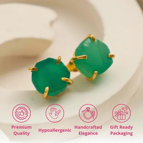 Vista 23 de Gempires Natural Raw Prong Setting Stud Earrings, 8-10 mm Crystals Earring, Handmade Jewelry, Gift for Her