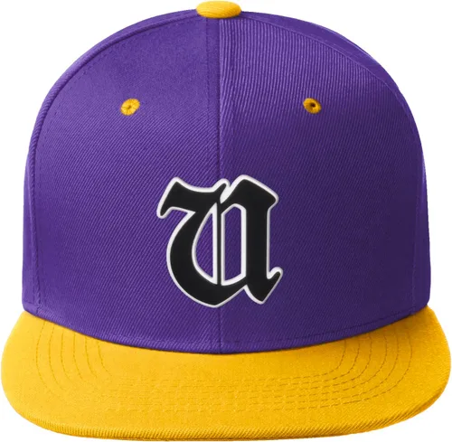 Vista 111 de Daxton Gorra clásica con visera de billete plano con letras del alfabeto inglés antiguo de la A a la Z