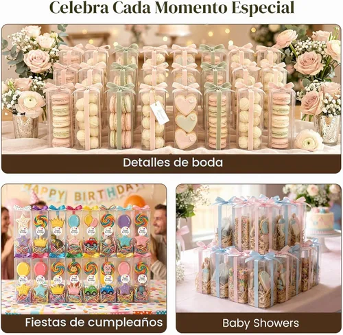Vista 7 de VGOODALL 26 cajas transparentes de macarrón, cajas de regalo de plástico