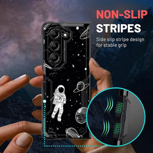 Vista 6 de Funda para Galaxy Z Fold 5 5G 2023, doble capa, protección contra caídas de grado militar de 10 pies, antideslizante, resistente a prueba de golpes