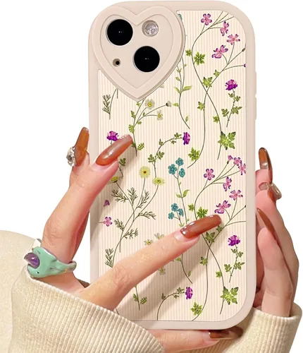 Vista 10 de Lovmooful Funda para iPhone 13 con diseño de oso lindo floral con lente de flor (Bear Flower)