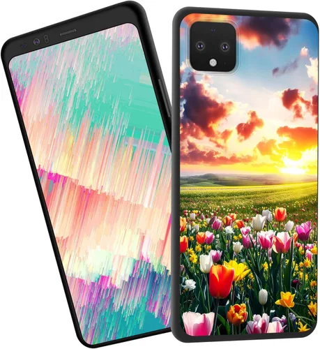 Vista 110 de Funda delgada para Google Pixel 4 XL, funda delgada de silicona de TPU suave a prueba de golpes para Google Pixel 4 XL, gato negro luna estrellada