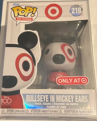 Vista 2 de POP! Funko Ad Icons Target Disney 100 Exclusive BULLEYE en Mickey Ears #218 con estuche acrílico