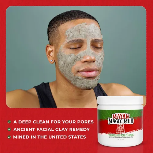 Vista 6 de Mayan Magic Mud Potente arcilla de bentonita de calcio para limpieza profunda de poros, 1 libra, mascarilla facial natural para hombres y mujeres