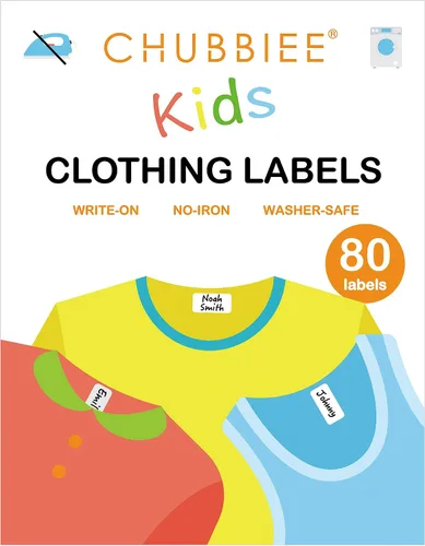 Vista 10 de Etiquetas de ropa para niños multiusos sin planchar, etiquetas de tela autoadhesivas para campamento, escuela, guardería, cuidado de enfermería