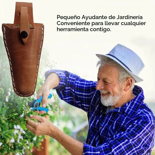 Vista 4 de 2 fundas de cuero para podar con cierre de seguridad para podar alicates (podadora no incluida)