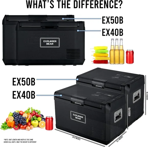 Vista 3 de Explorer Bear Refrigerador de 12 voltios 12 V refrigerador de coche 12/24 V CC 110-240 V CA congelador portátil compresor enfriador 0℉-50℉ 3 años