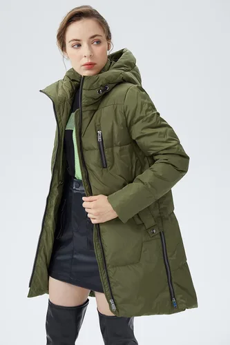 Vista 3 de Orolay - Abrigo acolchado de invierno para mujer, de plumón, con capucha y cremallera doble