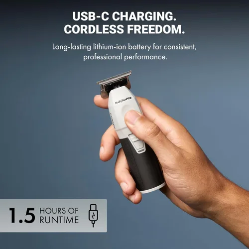 Vista 4 de BaBylissPRO COREFX - Recortadora de barba inalámbrica profesional para hombres con motor de alta velocidad de 6,800 RPM y hoja en T de acero