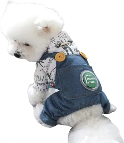 Vista 26 de Ropa de verano para cachorros, camisa para perros pequeños, overol para perros pequeños, ropa de verano para mascotas, overol con peto, pantalones