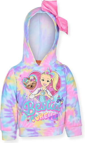 Vista 2 de Nickelodeon Jojo Siwa - Conjunto de sudadera con capucha y lazo para niñas pequeñas y niños pequeños, multicolor, Teñido anudado