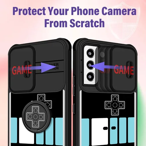 Vista 4 de Funda 2 en 1 para Samsung Galaxy S22 para mujeres y niños, linda funda de dibujos animados para adolescentes, divertido juego divertido negro