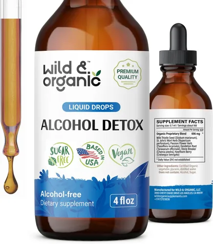 Vista 10 de Wild & Organic Alcohol Detox Cleanse Drops - Limpieza de hígado y riñón con cardo mariano, triturador de piedra Chanca - Complejo anti alcohol