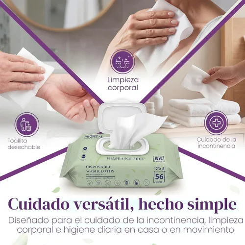 Vista 4 de Toallitas húmedas grandes para adultos, paquete de 2 toallitas corporales desechables de 12 x 8 pulgadas, sin fragancia con aloe, manzanilla