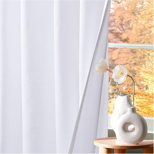 Vista 8 de HOMIDATE Paneles de Cortinas de Lino de Linaza de 63 Pulgadas - Juego Natural de 2, Cortinas Ligeras para Ventanas, Cortinas de Lino de Algodón