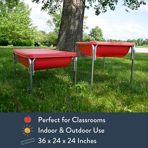 Vista 9 de Mesa sensorial mediana con tapa de Children's Factory – 18" de altura, caja de arena con tapa, mesa de agua para niños, rojo