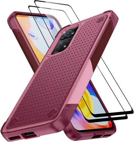 Vista 22 de Jeylly Funda para Xiaomi Poco X3 NFC con protector de pantalla de vidrio templado [2 paquetes], resistente a prueba de golpes, funda protectora