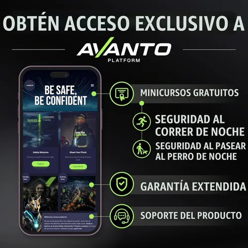 Vista 5 de Luz de pecho Avanto PRO, Original, Recargable por USB-C, Luces de correr para corredores, 500lm de haz ajustable, 3-5h de tiempo de uso, Linternas